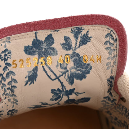 Gucci Suede Monogram Web Womens Falacer Sneakers 40 Nocciola Beige Mystic White Hibiscus Red 9 of 11
