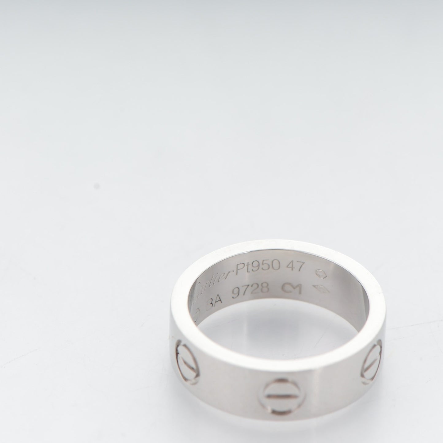 Platinum 5.5mm LOVE Ring 47 4.25