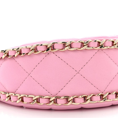 Chanel Lambskin Quilted Mini Chain Around Hobo Pink 9 of 11