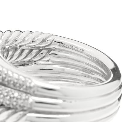 David Yurman Sterling Silver Diamond 13mm Labyrinth Double Loop Ring 54 7 4 of 4