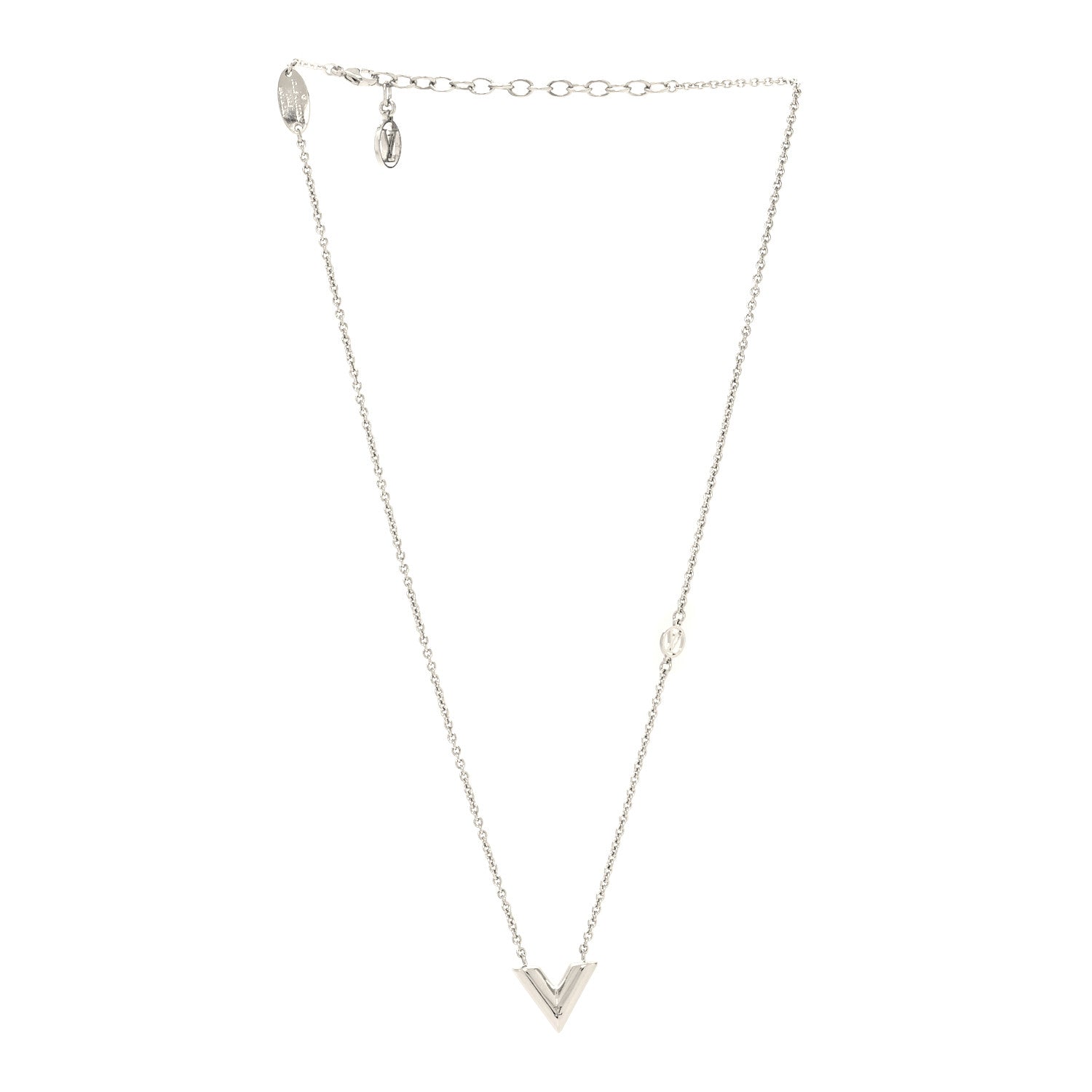 Louis Vuitton Metal Essential V Supple Necklace Silver 3 of 7