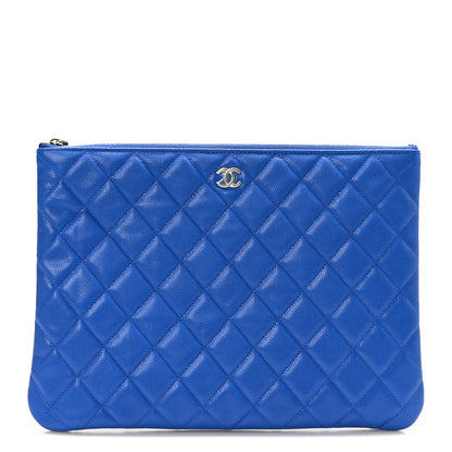 Chanel Caviar Quilted Medium Cosmetic Case Blue 1 of 8