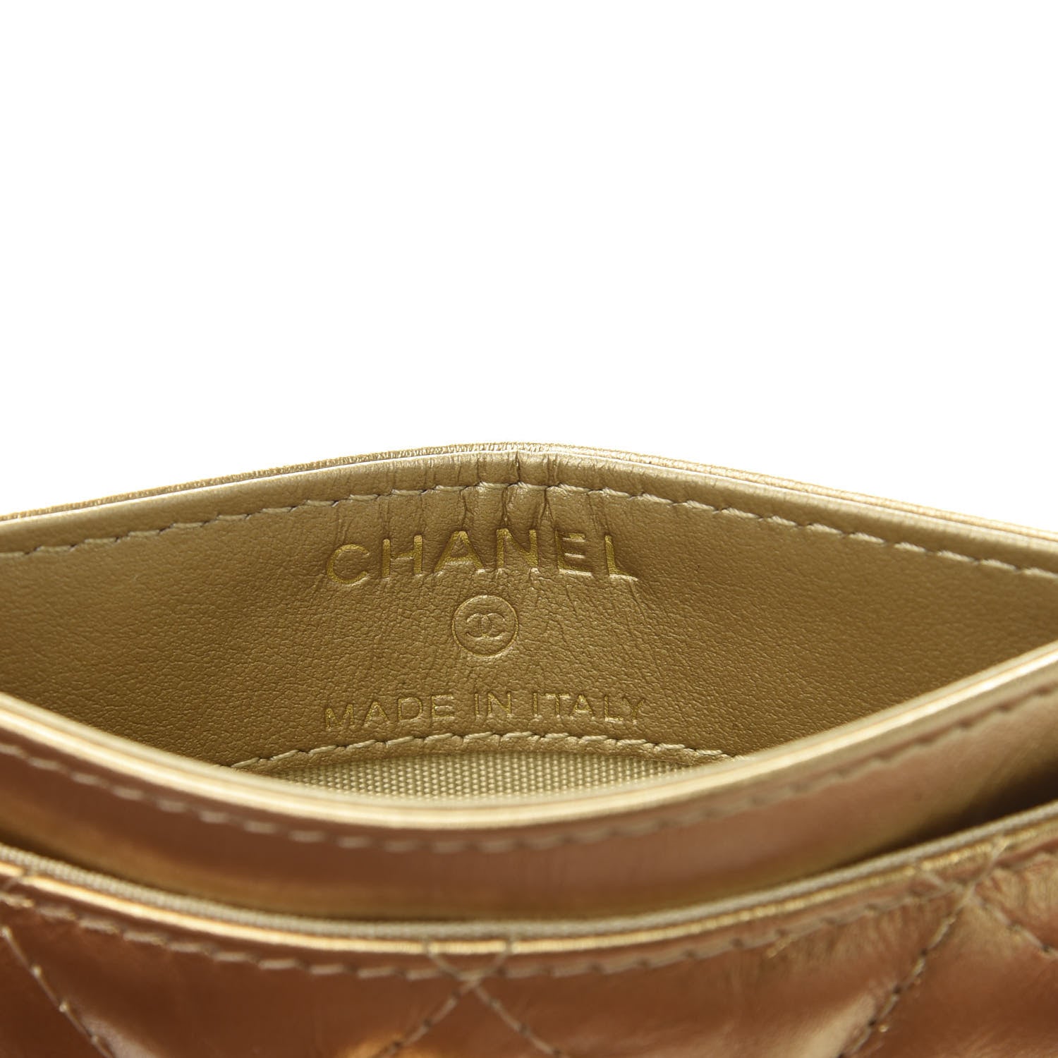 Chanel Metallic Distressed Calfskin Quilted CC Card Holder Gold 6 of 11