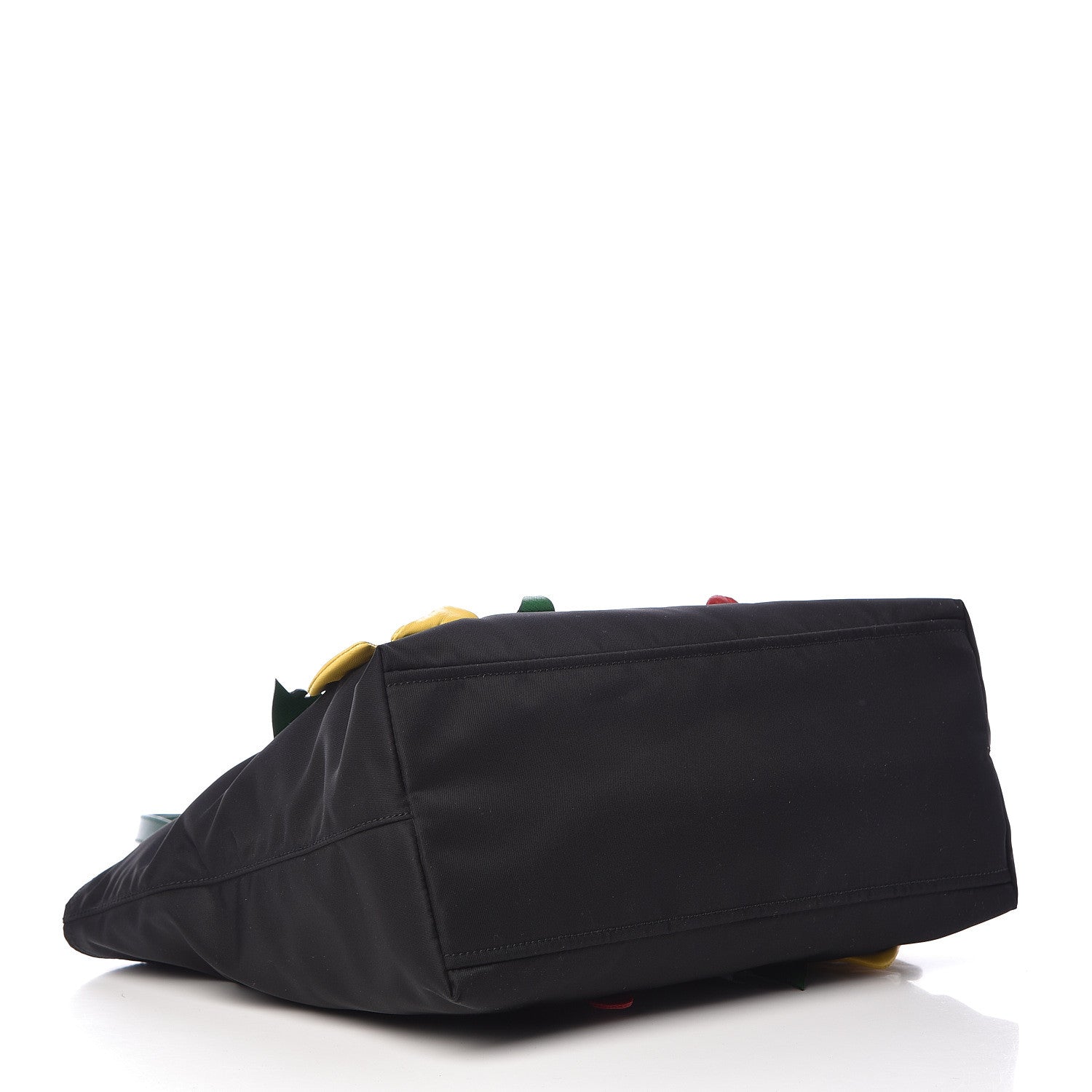 Prada Nylon Tessuto Flower Medium Shopping Tote Bag Black 5 of 12