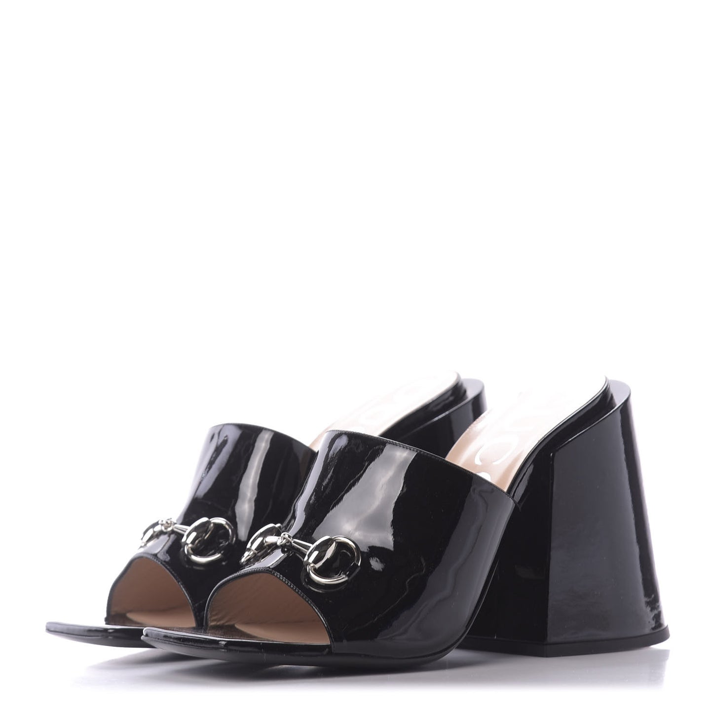 Patent Lexi Horsebit High-Heel Slide Sandals 40 Black