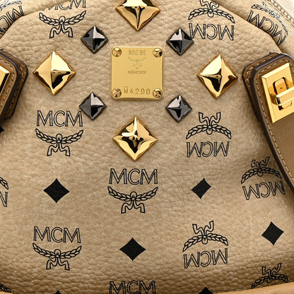 MCM Visetos Studded Small Dual Stark Backpack Beige 8 of 10