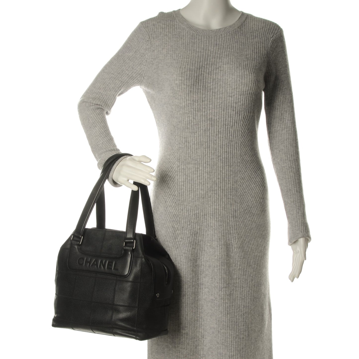 Caviar Square Stitched Tote Black