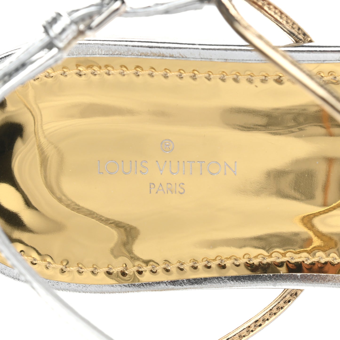 Metallic Calfskin Sunseeker Flat Sandals 39 Gold