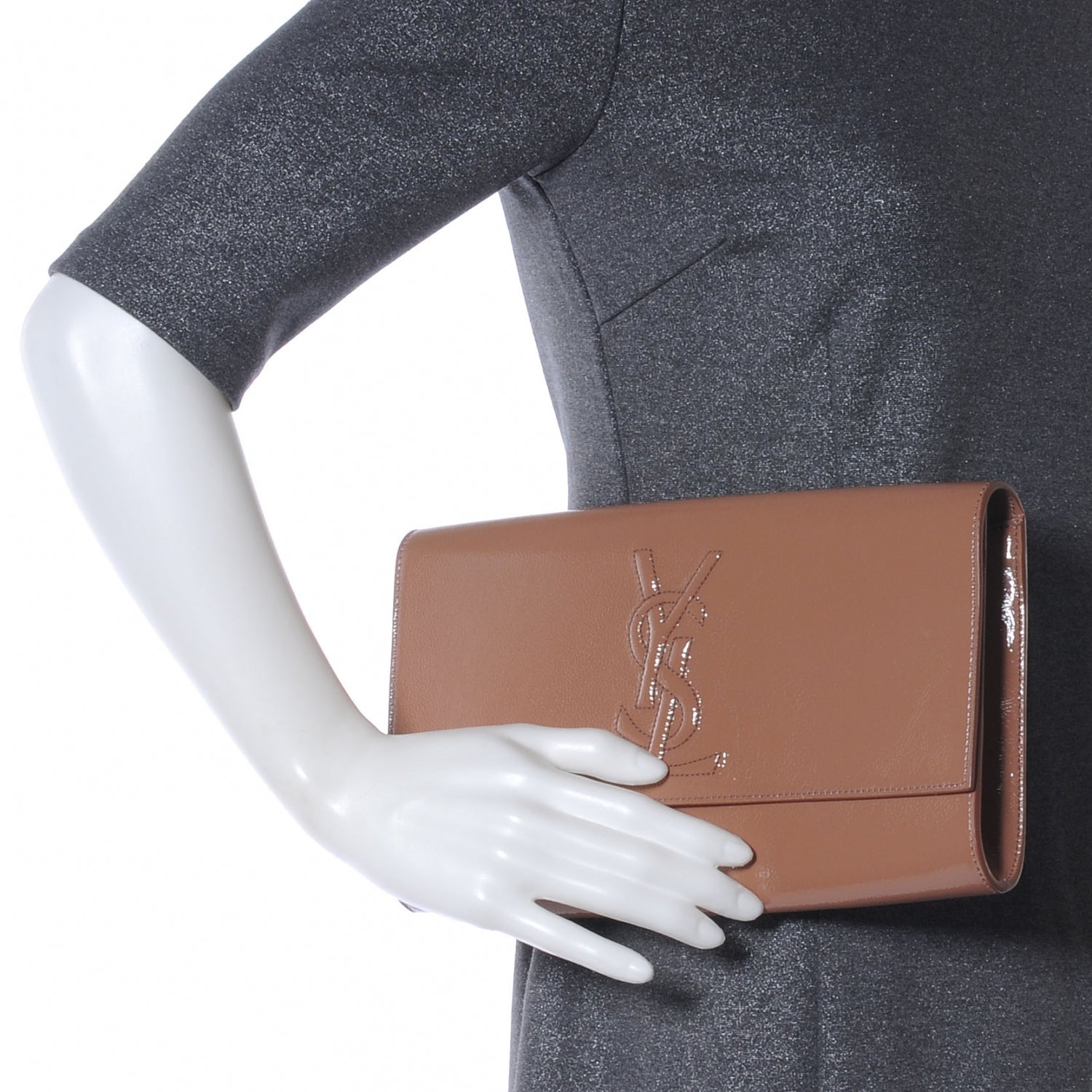 Saint Laurent Patent Belle de Jour Clutch Nude 2 of 8