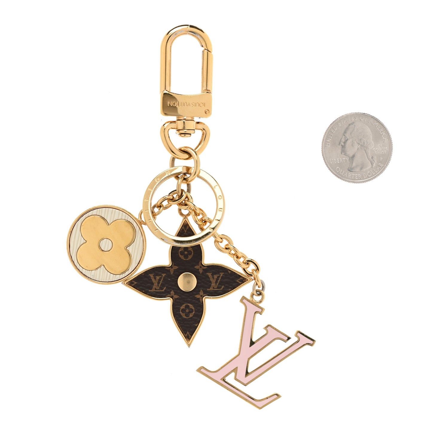 Metal Monogram Epi Spring Street Bag Charm Key Holder Gold