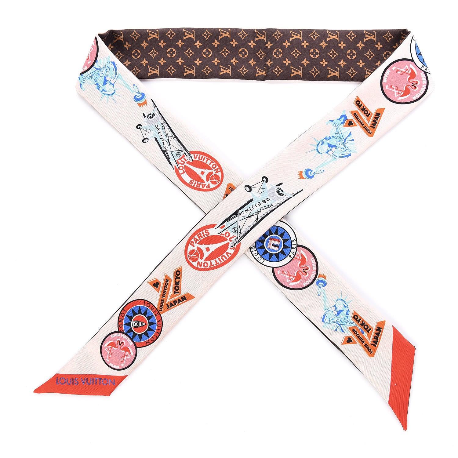 Louis Vuitton Silk Monogram World Tour Stickers BB Bandeau Nude 1 of 4