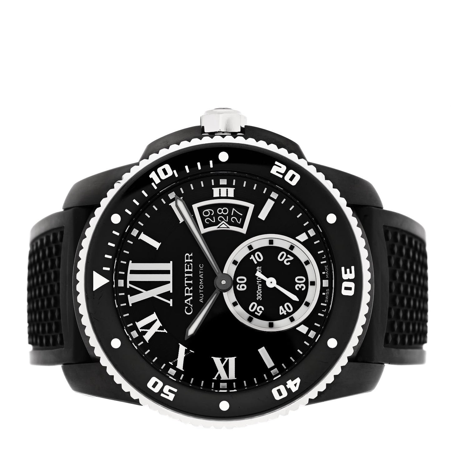Stainless Steel Rubber 42mm Calibre de Cartier Diver Automatic Watch Black
