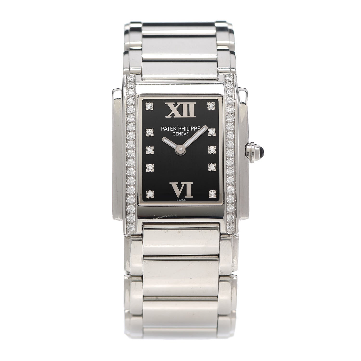 Patek Philippe Stainless Steel Diamond 25mm Twenty-4 Quartz Watch Black 4910/10A-001 1 of 7