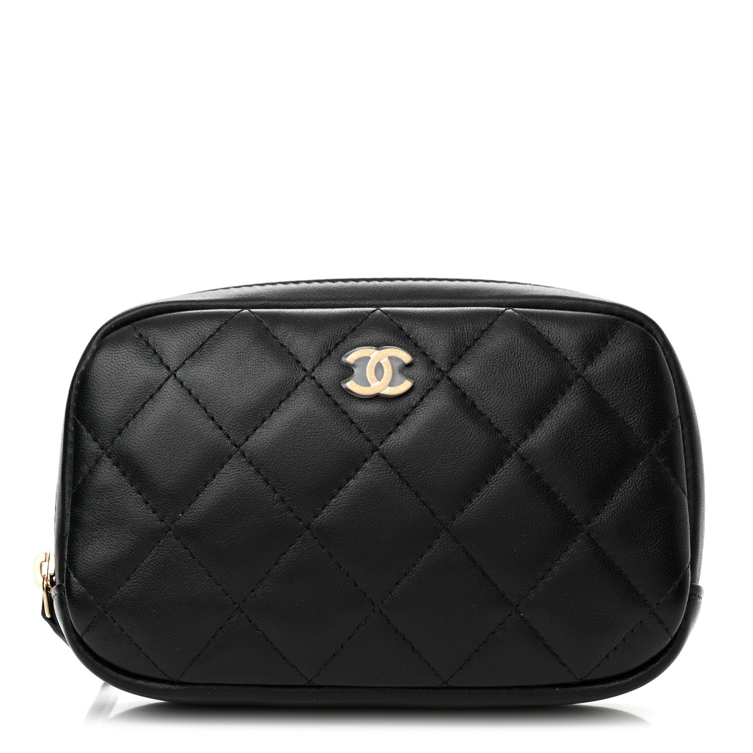 Chanel Lambskin Quilted Small Curvy Pouch Cosmetic Case Black 1 of 9