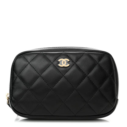 Chanel Lambskin Quilted Small Curvy Pouch Cosmetic Case Black 1 of 9