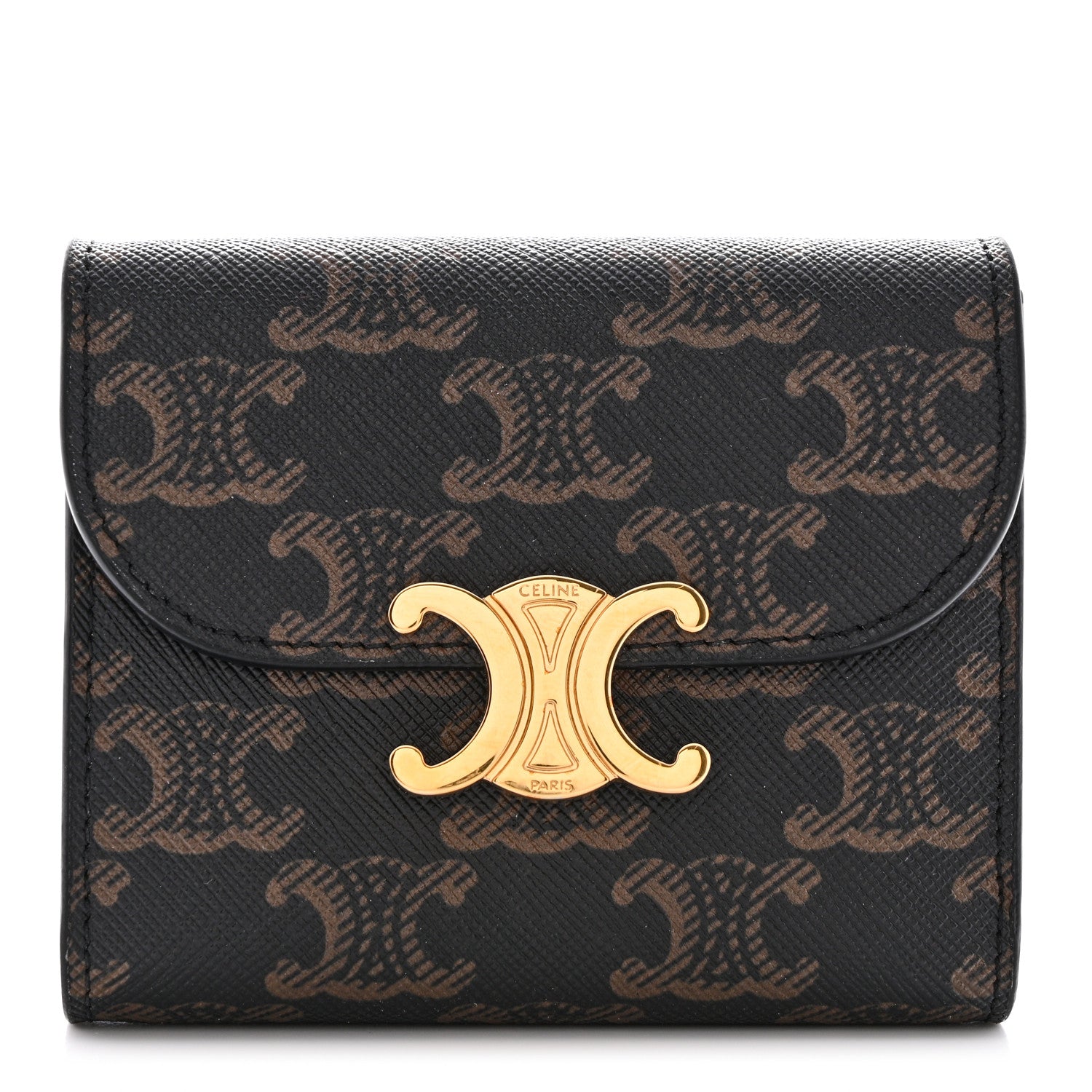 Celine Triomphe Canvas Small Triomphe Wallet Tan 1 of 8