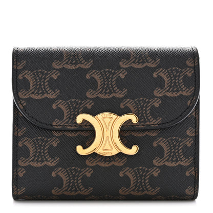 Celine Triomphe Canvas Small Triomphe Wallet Tan 1 of 8