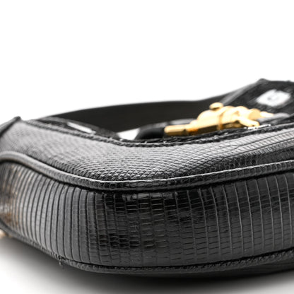 Gucci Lizard Sequin GG Monogram Mini Jackie 1961 Hobo Black White 9 of 12