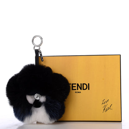 Fendi Fox Mink Fur Flowerland Bag Charm Black Blue White 5 of 5
