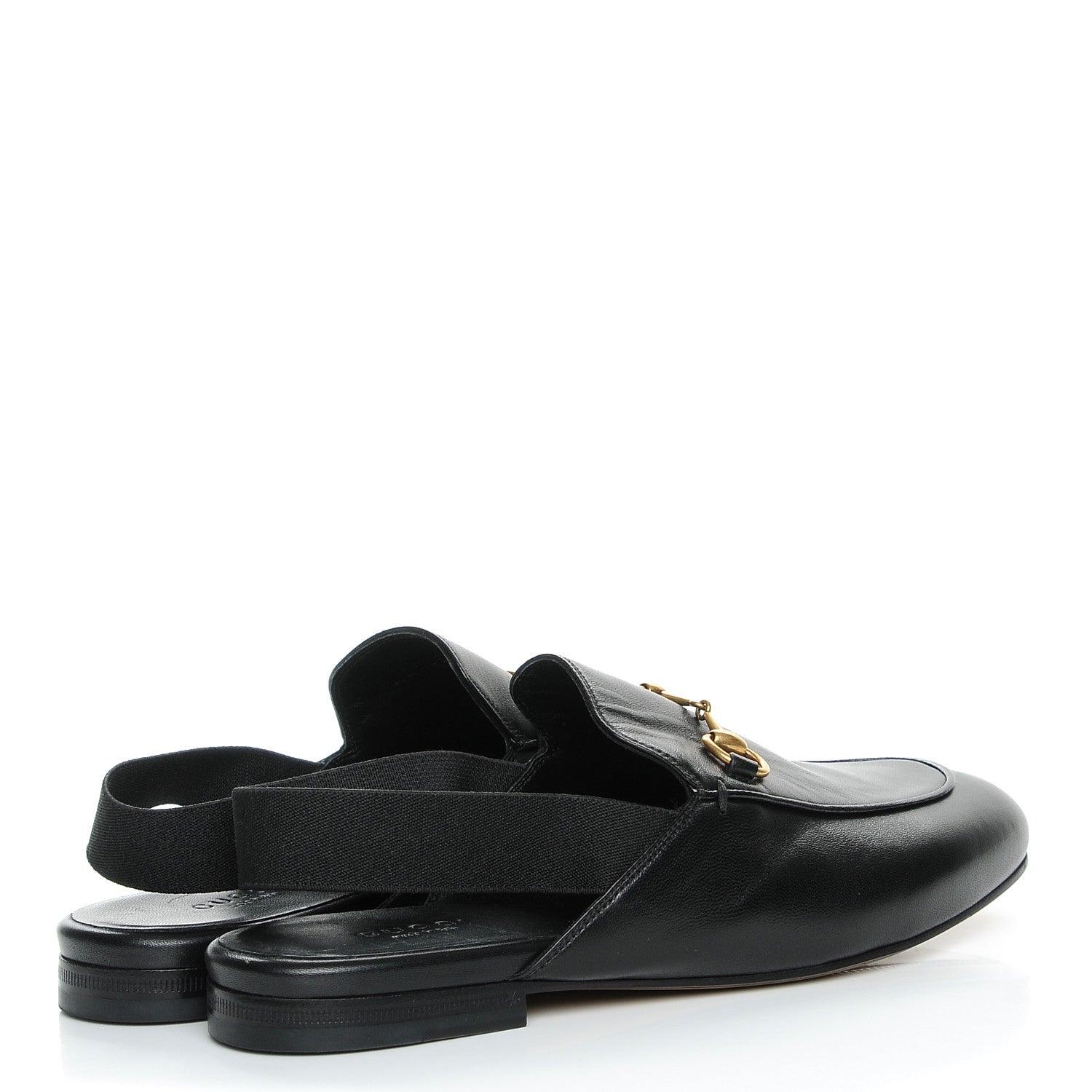 Gucci Lambskin Womens Horsebit Slingback Slippers 37 Black 4 of 8