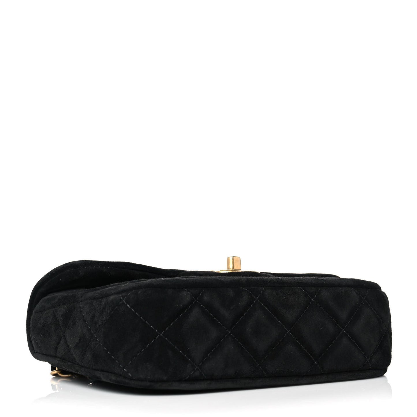 Suede Quilted Mini Double Frame Flap Black