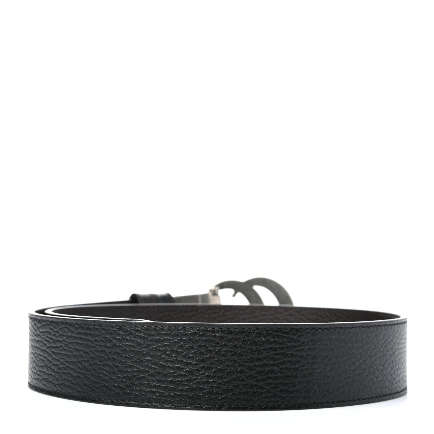 Gucci Dollar Calfskin Nickel Double G Reversible 37mm Belt 105 42 Black New Acero 2 of 5