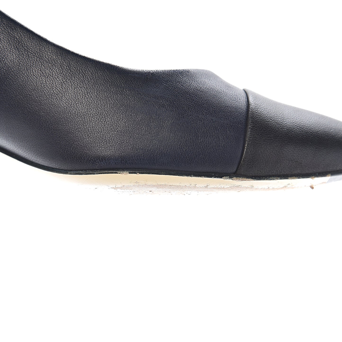 Lambskin Cap Toe Pearl Pumps 39 Navy Blue Black
