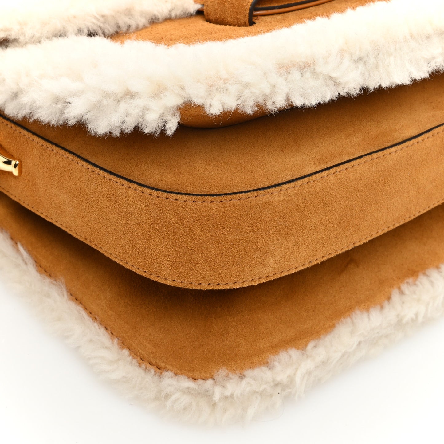 Suede Shearling Horsebit 1955 Shoulder Bag Brown