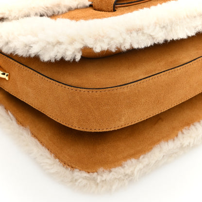 Gucci Suede Shearling Horsebit 1955 Shoulder Bag Brown 9 of 10