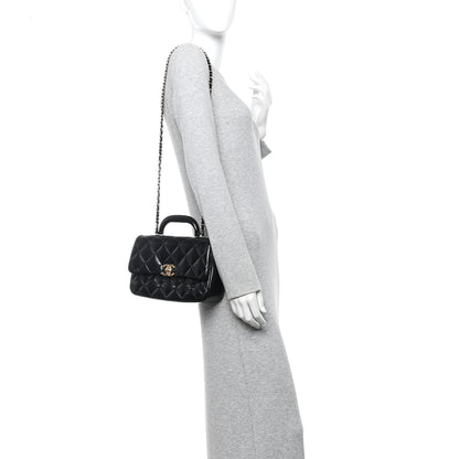 Chanel Shiny Lambskin Quilted Coco Trip Flap Bag Black 2 of 11