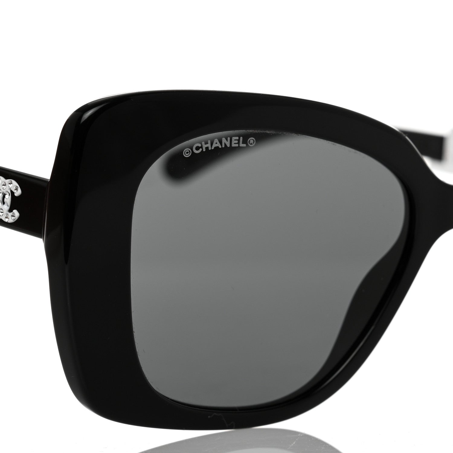 Chanel Acetate Strass Square Sunglasses 5422-B Black White 8 of 9