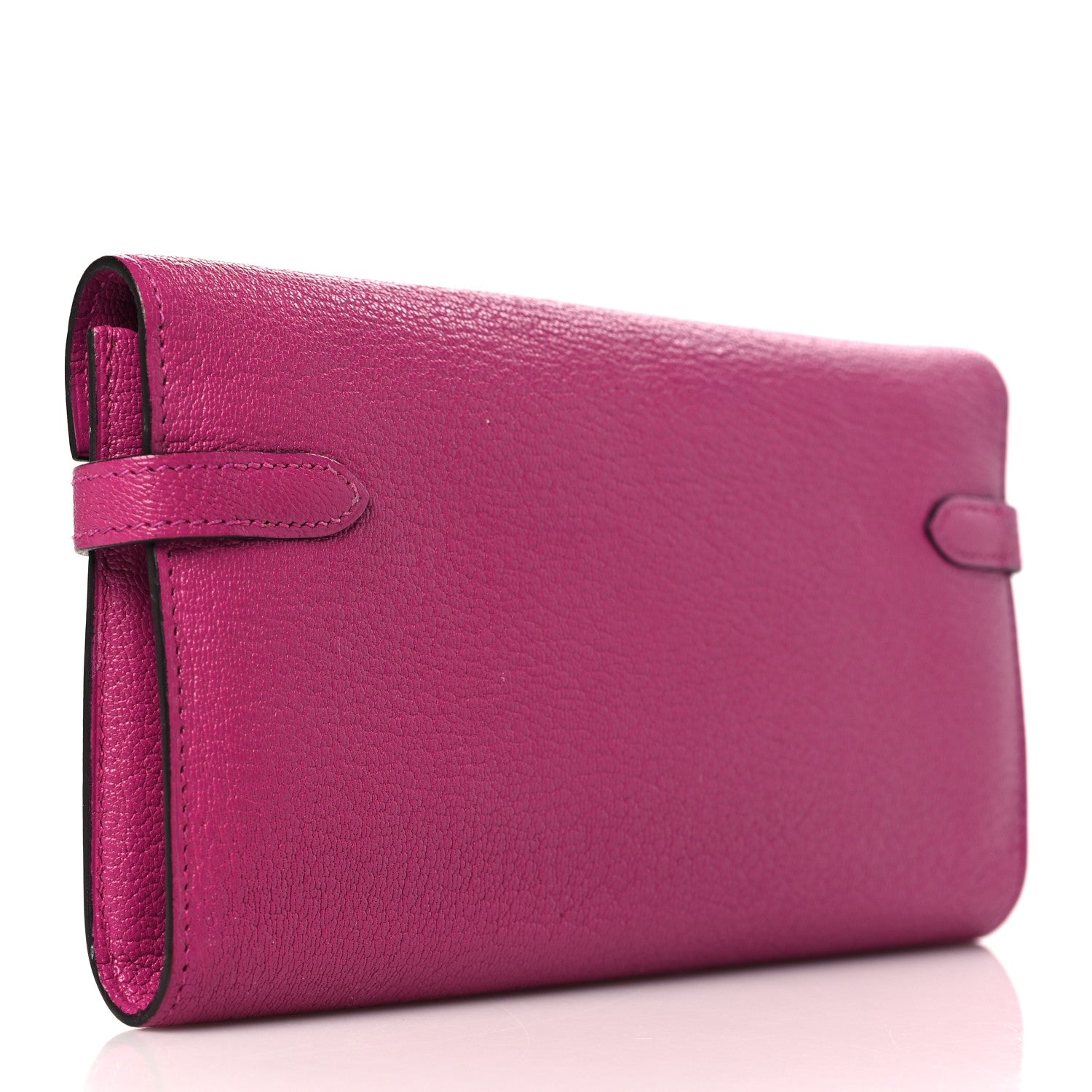 Hermes Chevre Mysore Kelly Longue Wallet Rose Pourpre 3 of 9