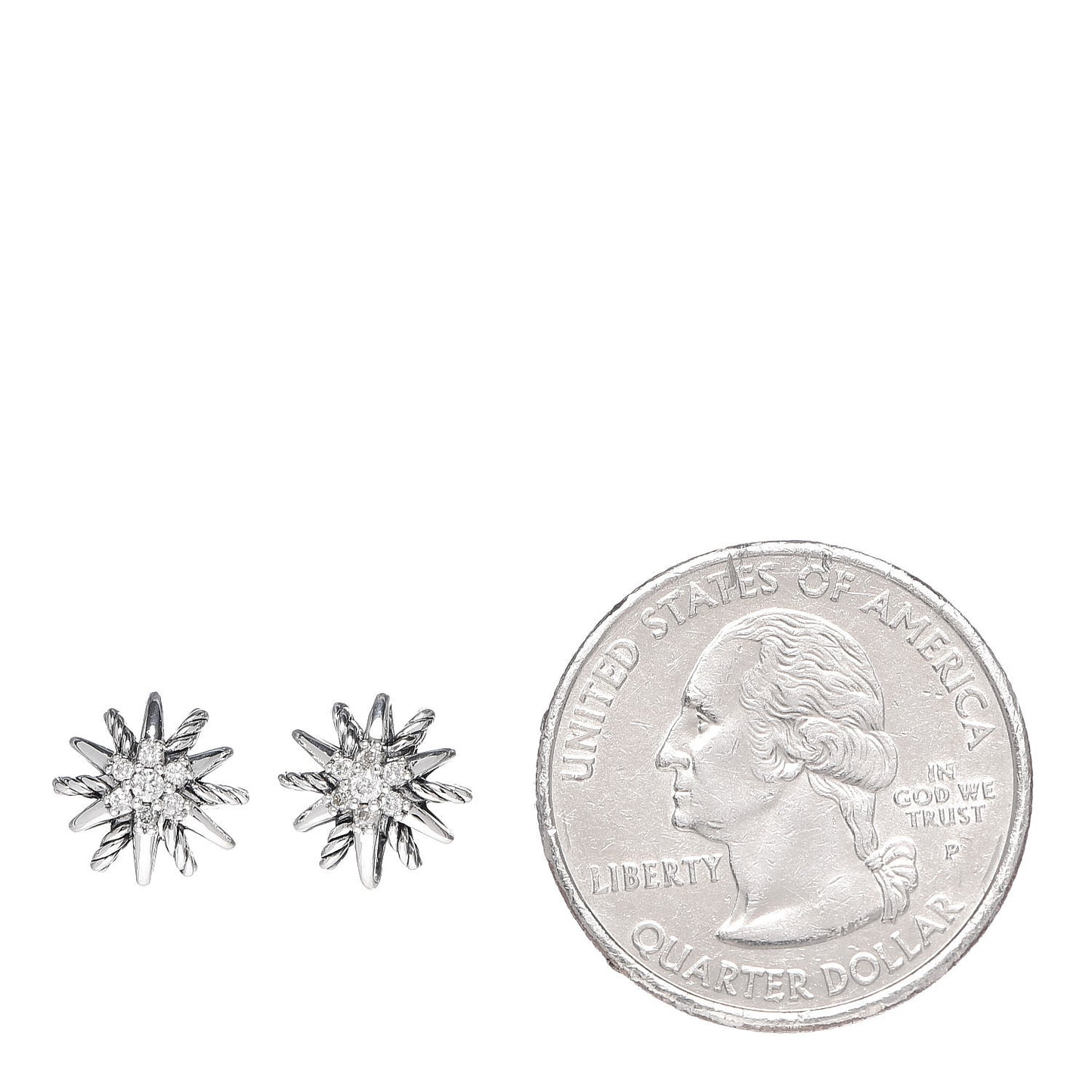 Sterling Silver Diamond 10mm Starburst Earrings