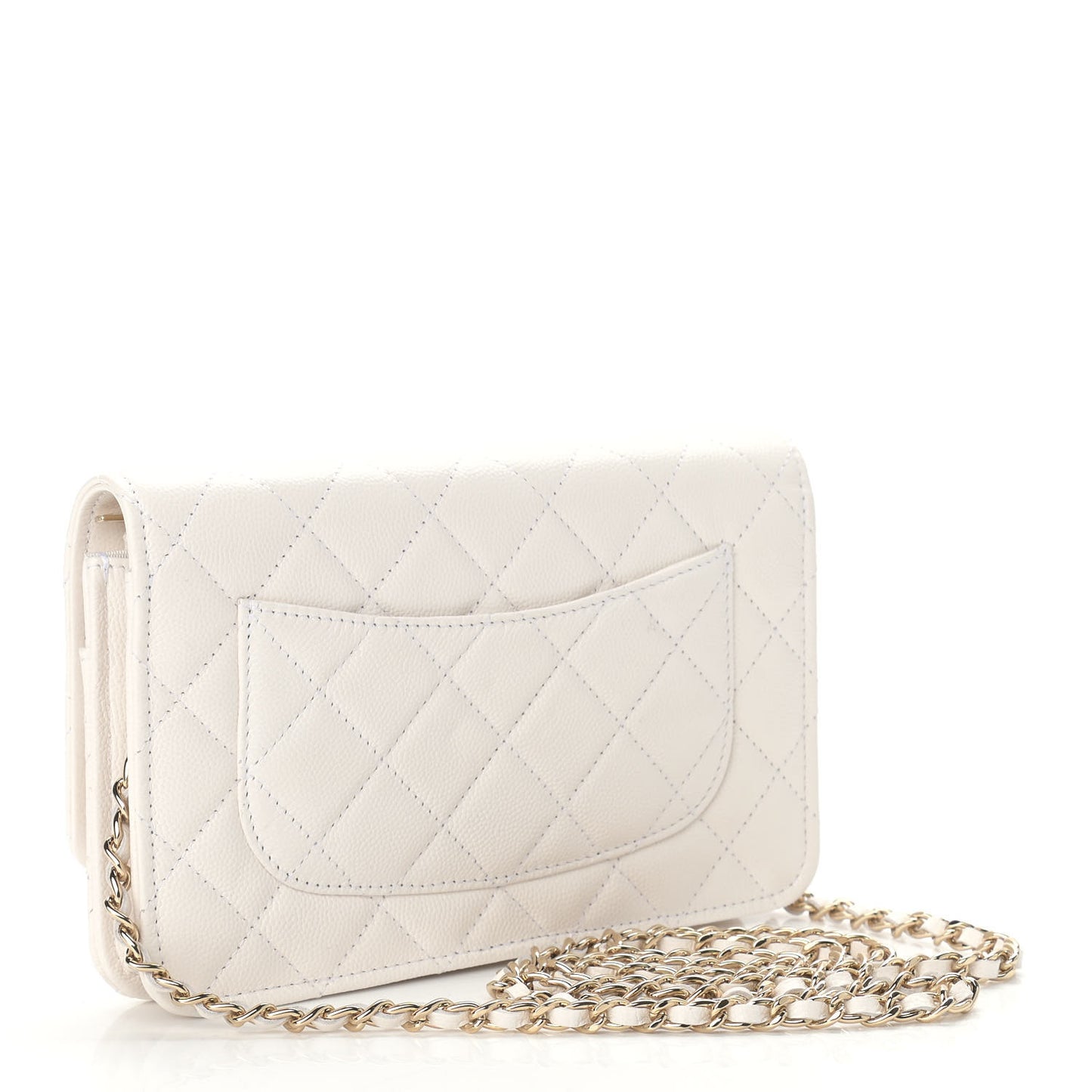 Caviar Quilted Wallet On Chain WOC White