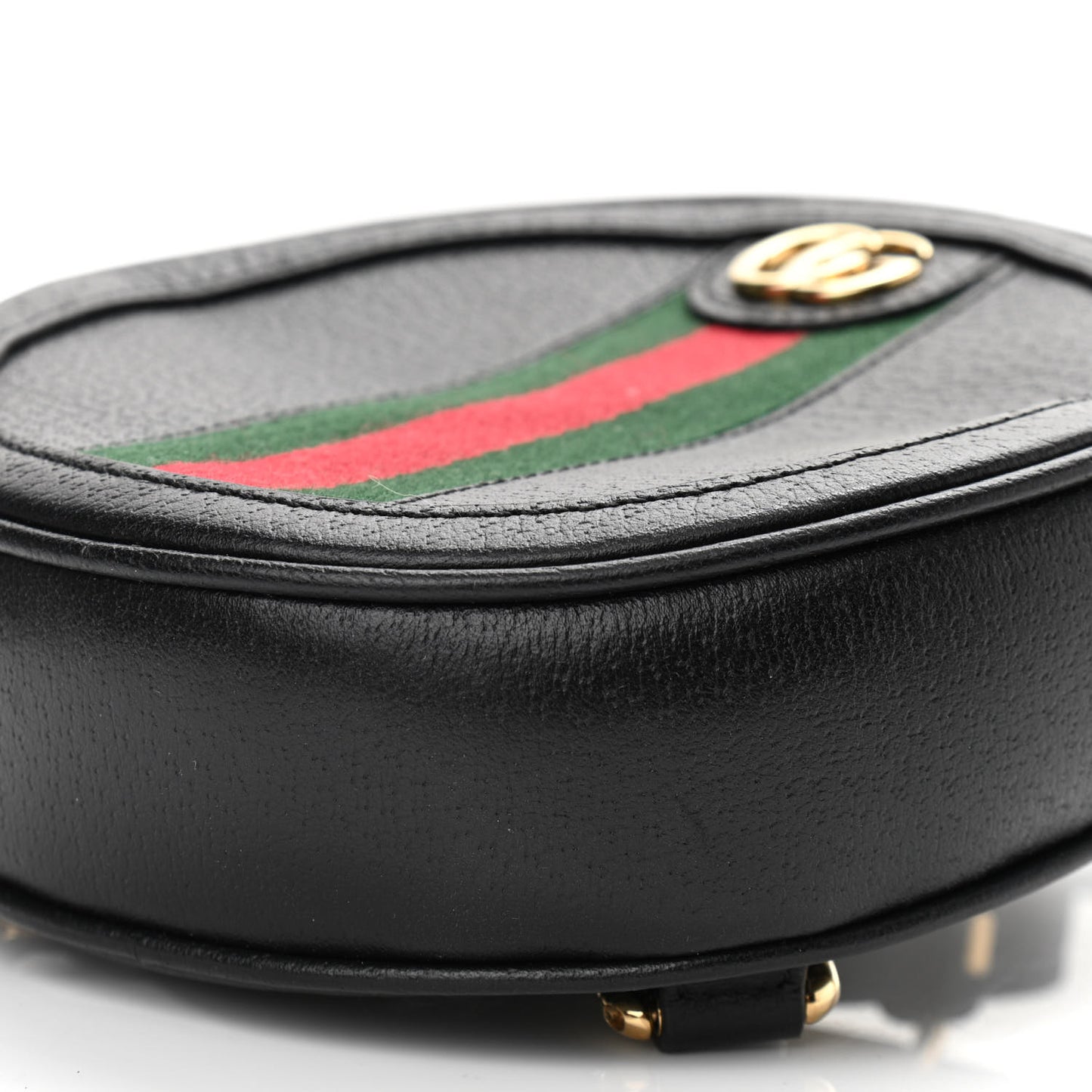 Grained Calfskin Web Mini Ophidia Round Backpack Black