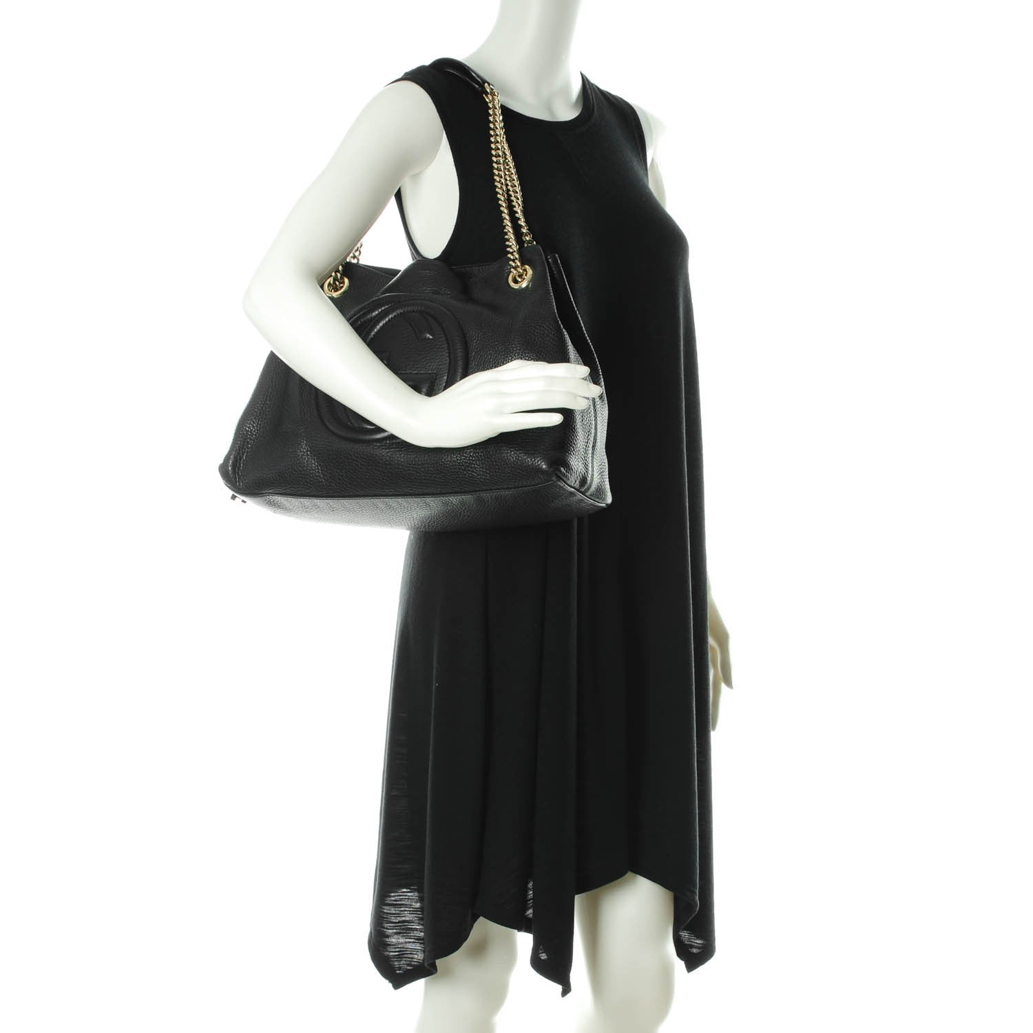 Gucci Pebbled Calfskin Medium Soho Chain Shoulder Bag Black 2 of 7