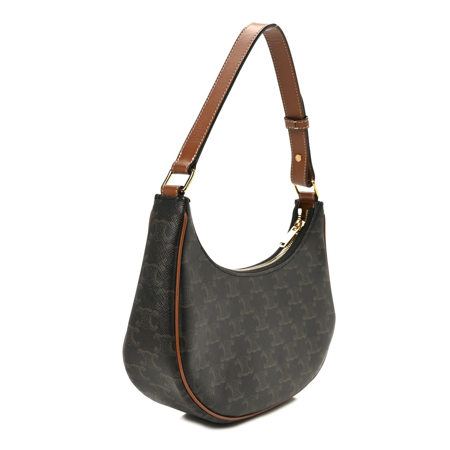 Triomphe Canvas Calfskin Ava Shoulder Bag Tan