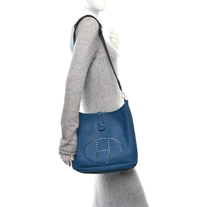 Hermes Taurillon Clemence Amazone Evelyne III GM Bleu de Galice 2 of 10