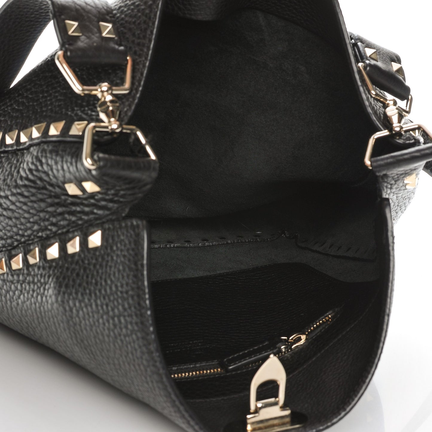 Pebbled Calfskin Large Rockstud Flip-Lock Messenger Bag Black