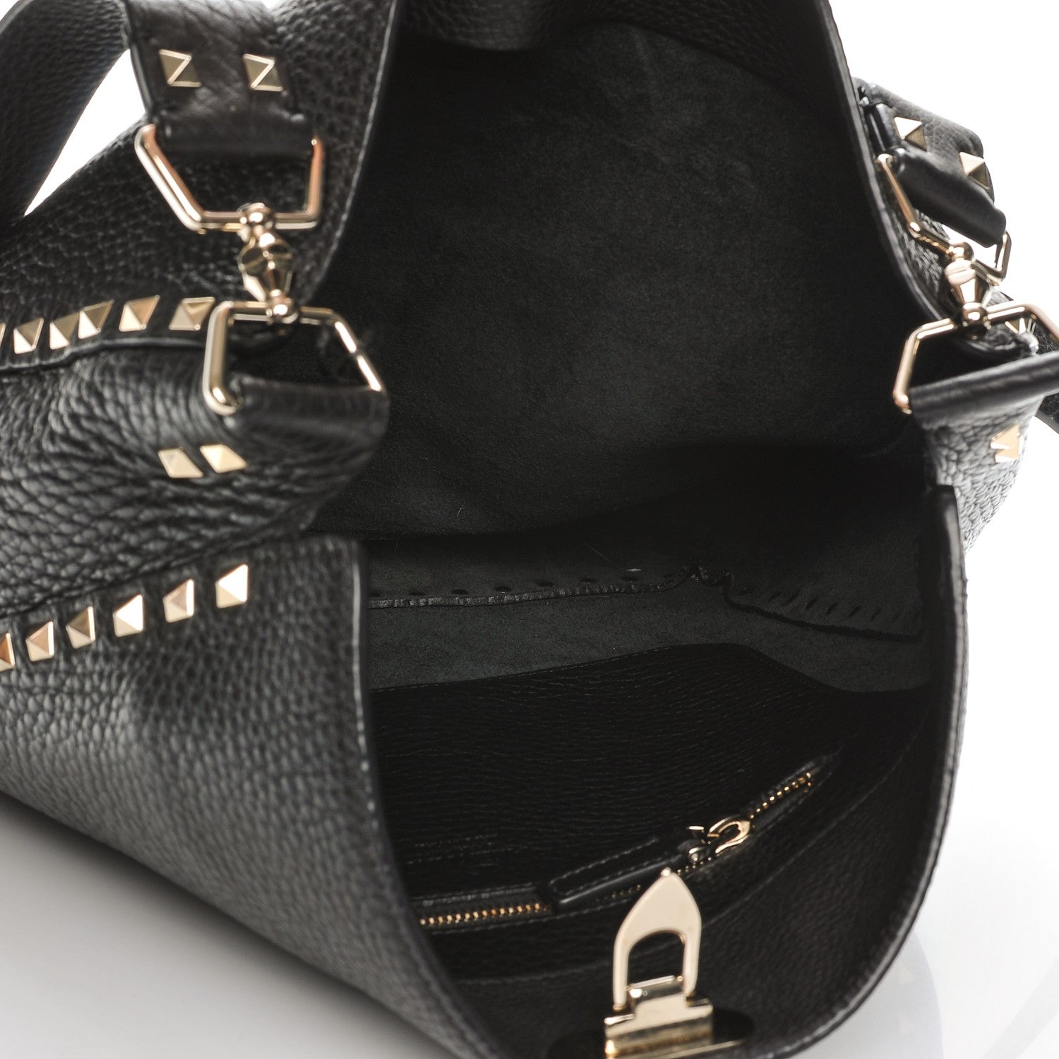 Valentino Garavani Pebbled Calfskin Large Rockstud Flip-Lock Messenger Bag Black 6 of 8