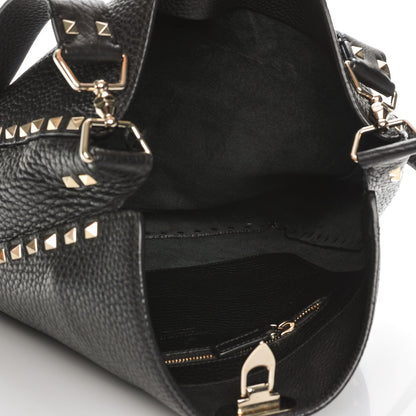 Valentino Garavani Pebbled Calfskin Large Rockstud Flip-Lock Messenger Bag Black 6 of 8
