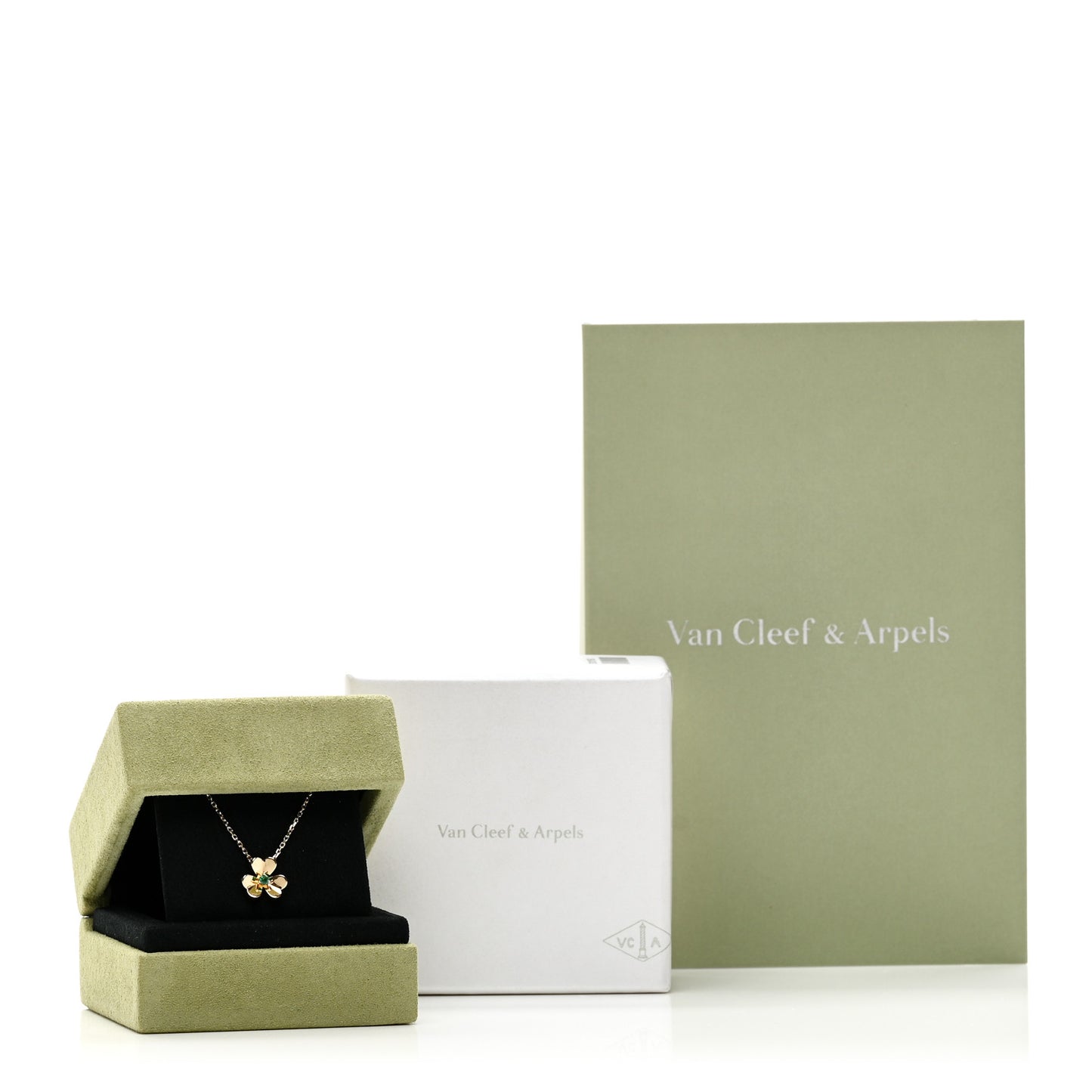 18K Yellow Gold Emerald Mini Frivole Pendant Necklace