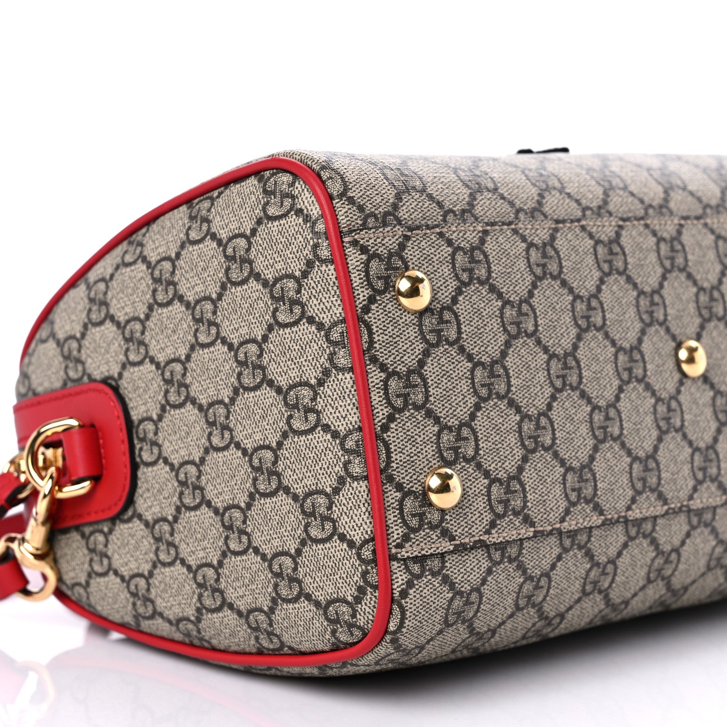 Gucci GG Supreme Monogram Kingsnake Heart Embroidered Small Boston Red 9 of 12