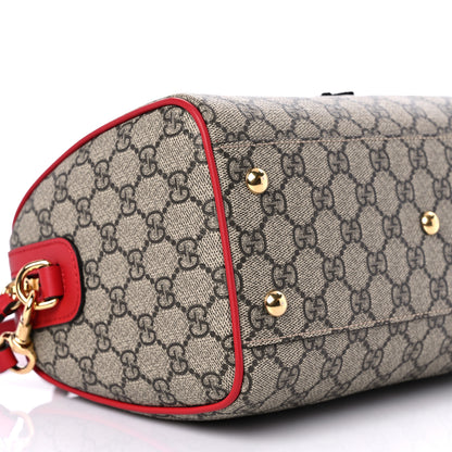 Gucci GG Supreme Monogram Kingsnake Heart Embroidered Small Boston Red 9 of 12