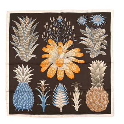 Hermes Silk Index Bromeliaceae Scarf 90 Ebene Bleu Miel 1 of 3