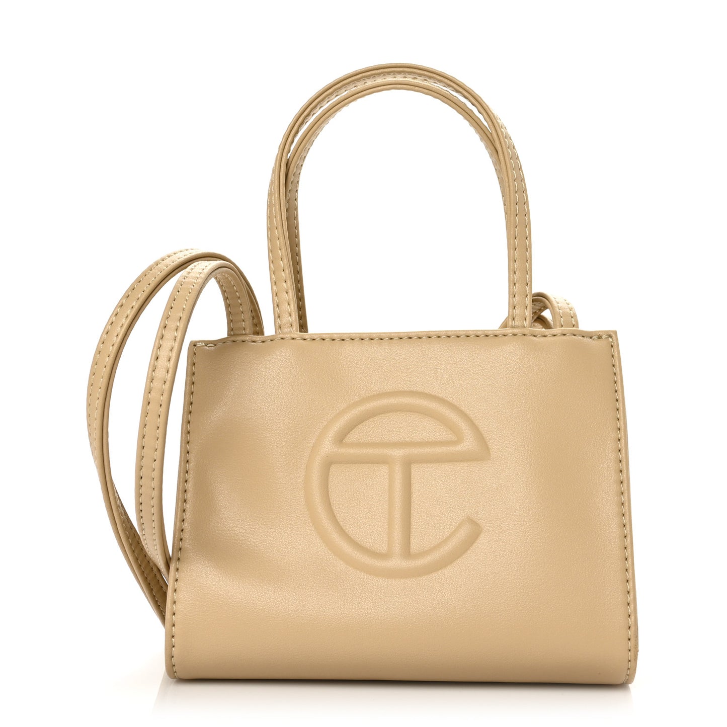 Vegan Leather Small Shopping Bag Cream