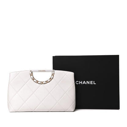 Chanel Caviar Quilted A Real Catch Clutch White 10 of 10