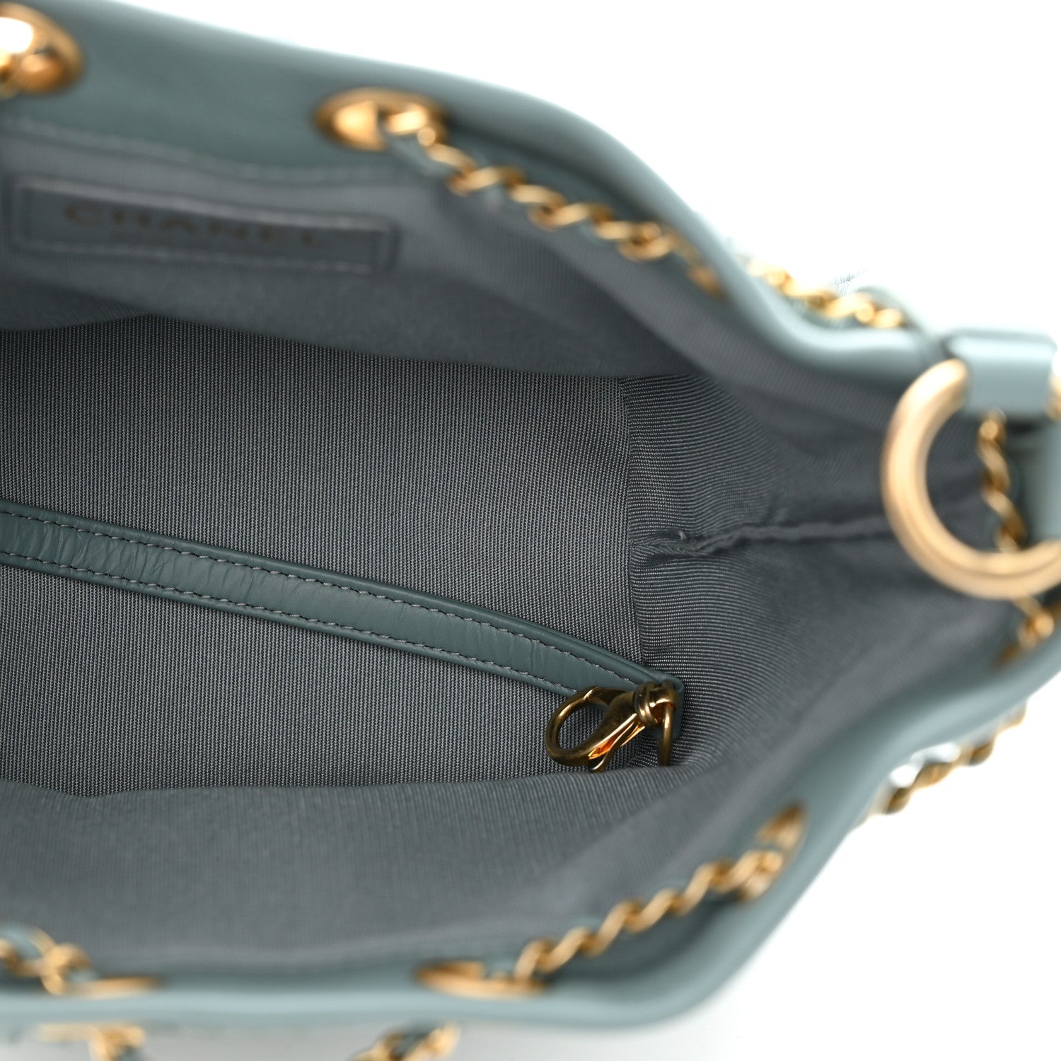 Chanel Crumpled Calfskin Coco Pleats Drawstring Bag Blue 5 of 11