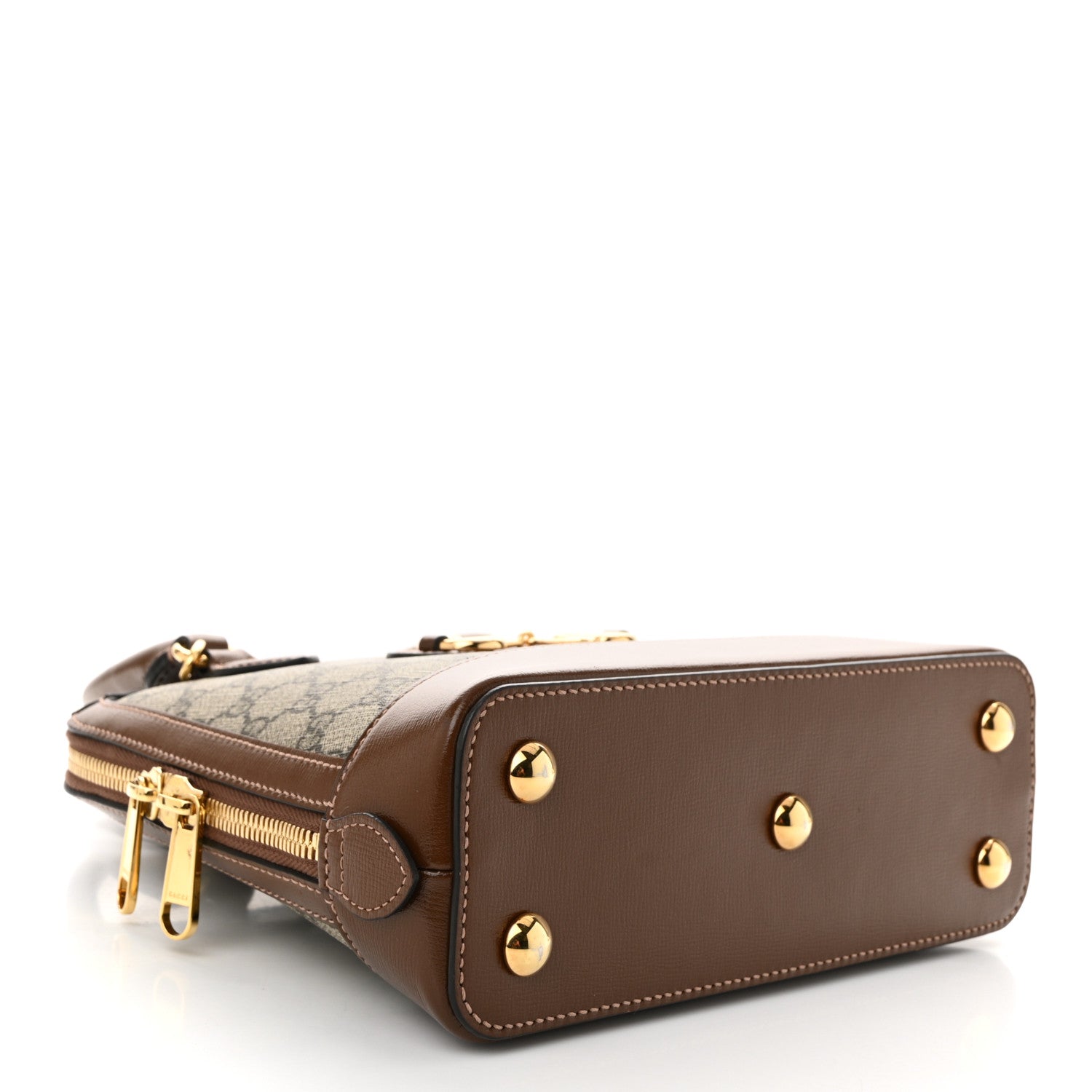 Gucci GG Supreme Monogram Azalea Calfskin Small Horsebit 1955 Top Handle Bag Beige Ebony Brown Sugar 7 of 19