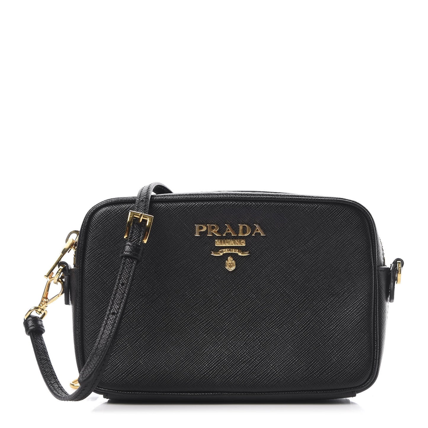 Saffiano Lux Small Camera Crossbody Bag Black